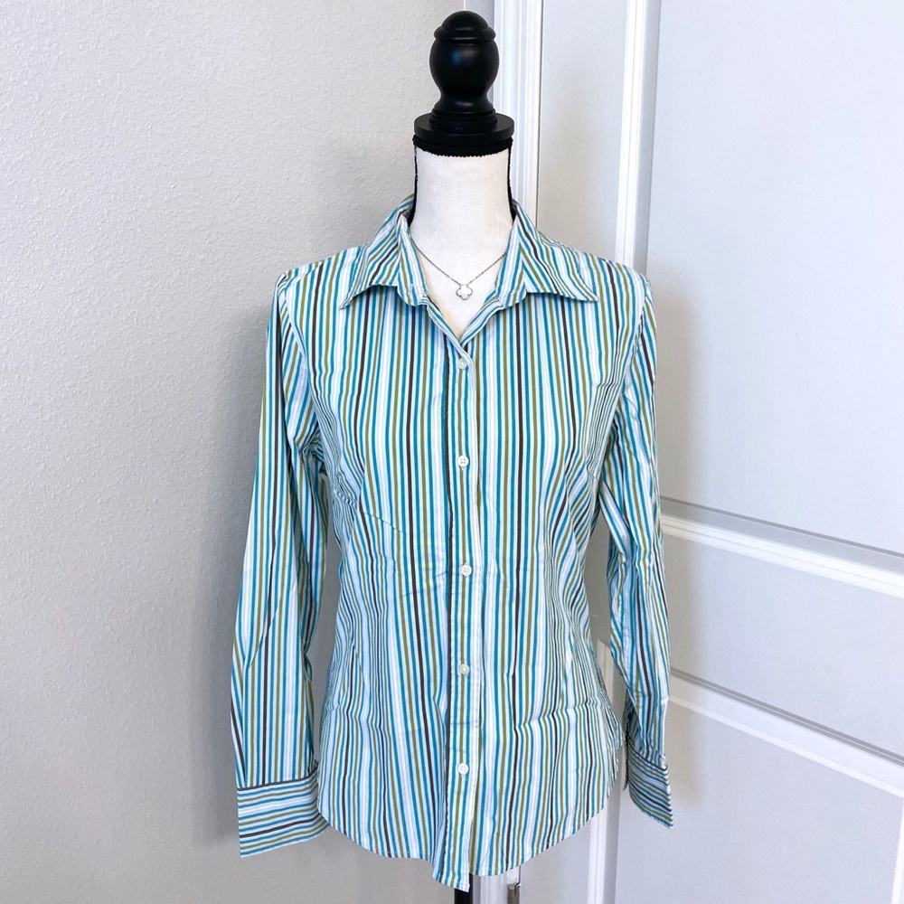 GAP STRETCH Striped Button Down Long Sleeve Shirt